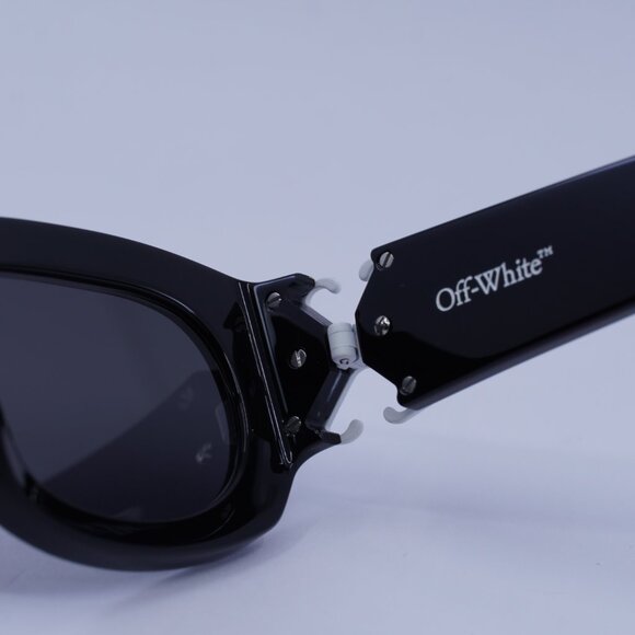 Off-White OERI14E PALMER 1007 Sunglasses Black Oval Frame, Grey Lenses main image 9